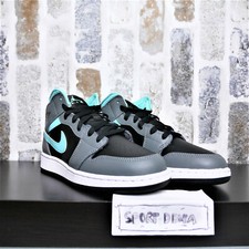 Nike Air Jordan 1 Mid Grey Aqua 554725-063 Grade School GS sz 5.5Y NEW IN BOX 