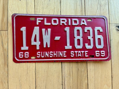 1968 1969 Florida License Plate - Numbers YOM Clear