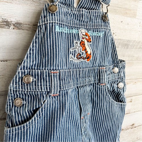 Vintage Y2K Disney Baby Winnie the Pooh Tigger Nautical Striped Shortalls 18 Mos - Picture 6 of 14
