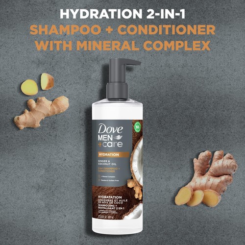 DOVE MEN + CARE 2-in-1 Shampoo + Conditioner Ginger & Coconut Oil for... - Picture 4 of 5