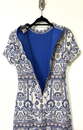 Vestido Moulinette Soeurs Anthropologie Lea Vaina Midi Talla XS Azul Blanco Floral - Imagen 7 de 8