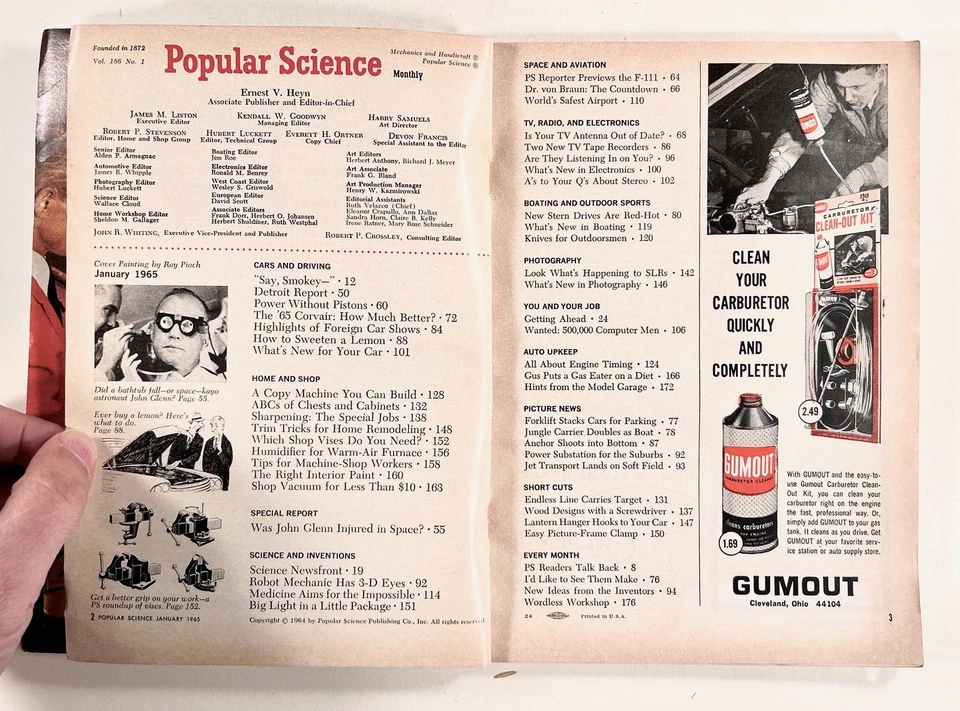 1965 Jan POPULAR SCIENCE John Glenn WANKEL ROTARY ENGINES homemade shop vac - Image 4 of 4