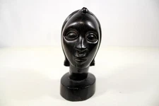 Vintage Hand Carved Black Ironwood Statue Head African Art