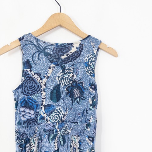 Monsoon Beach Maxi Dress Size S 8 10 Blue Floral Boho Tie V Neck - Picture 12 of 18
