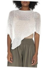 Womens Sheer Knit Poncho Shrug Lightweight Cover Up Fits One Size Off-white