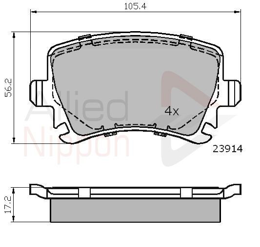 Brake Pad Set For Disc Rear Fits Audi A3 A4 A6 Seat Skoda ALLIED NIPPON ADB01284