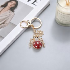 Red Rhinestone Spider Web Combo Keychain