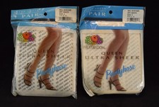 Lot/2 VTG Fruit of the Loom Pantyhose Ultra Sheer Size C 145-160 lbs Off White