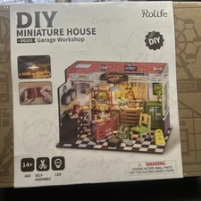 Rolife Garage Workshop With LED Dollhouse 3D Wooden DIY Miniature House Kit