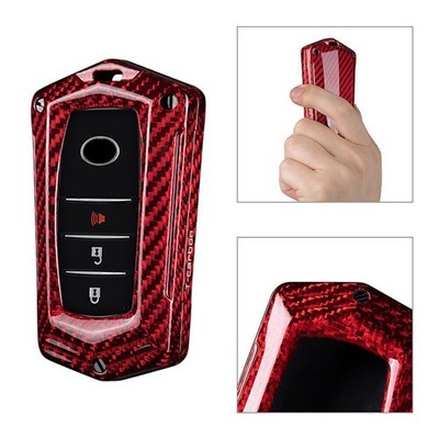 Schlüssel Hülle Gehäuse Case Ersatz für Toyota Alphard RAV4 Hilux Kohlefaser Rot