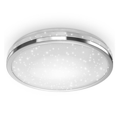 LED Deckenleuchte Chrom rund Ø38cm 24W 2200lm Lampe Neutral 4000K Sternenhimmel