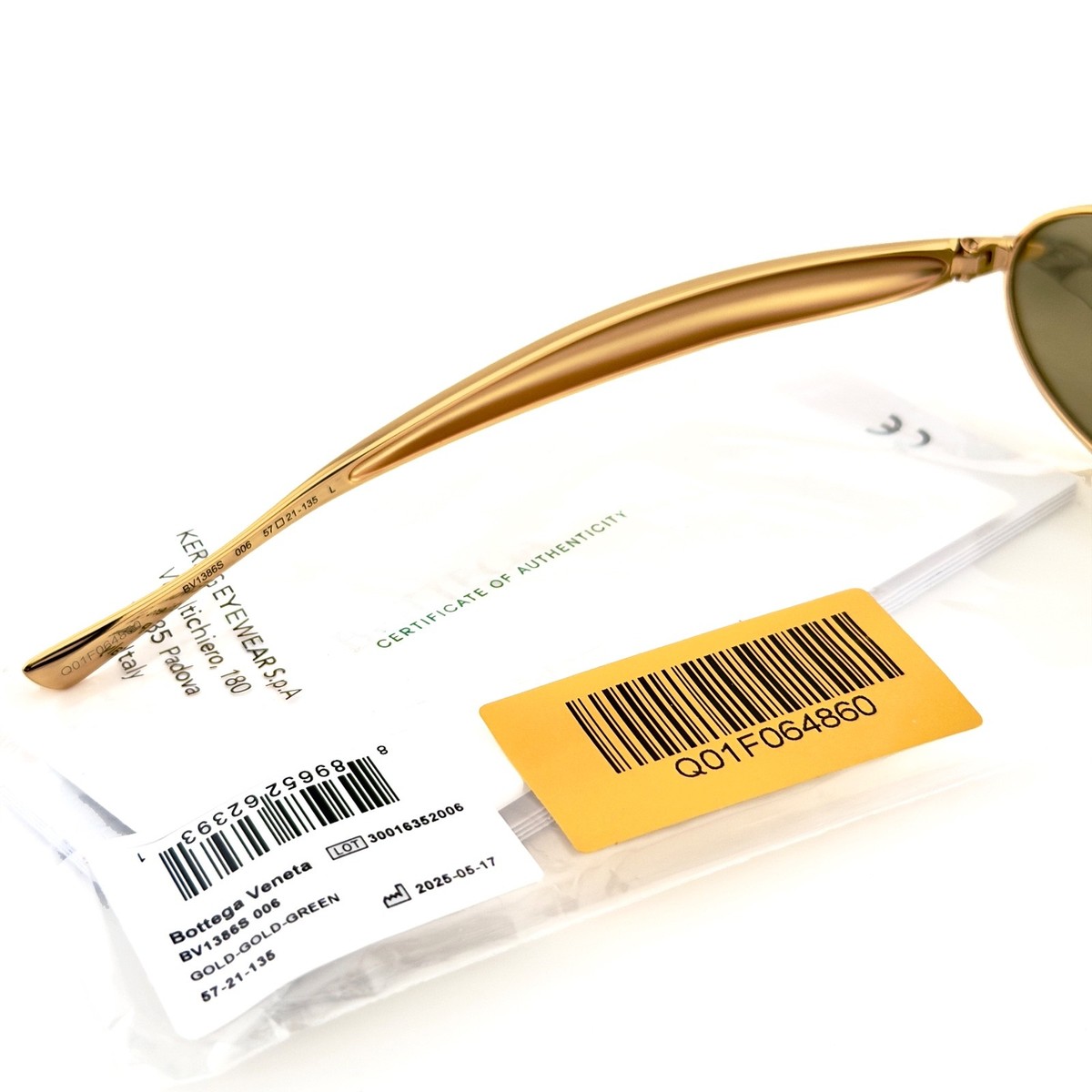 NEW BOTTEGA VENETA SUNGLASSES GOLD WOMEN OVAL EYEWEAR BOTTEGA VENETA BV1386S 006 Bottega Veneta Sardine Oval in Gold available in store and  main image 4