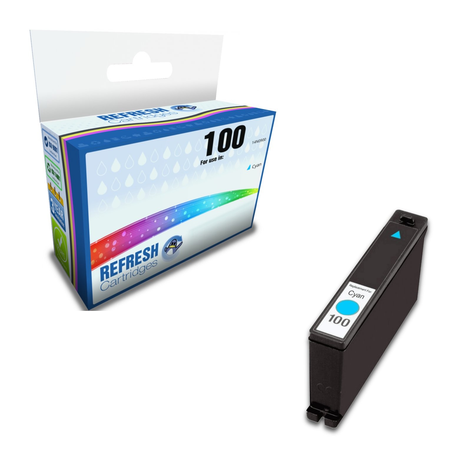 Refresh Cartridges #100 (14N0900E) Cyan Ink Cartridge Replacement for Lexmark