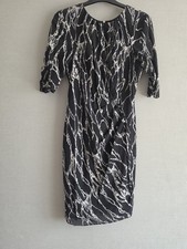 Whistles black/white printed silk blend knee lenght dress size 10