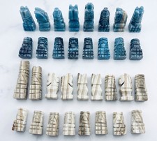 Hand Carved Mexican Marble Onyx Aztec Blue Wh...