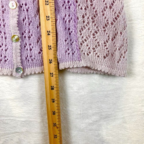 VTG Susan Bristol Sweater Womens M Purple Crochet Patchwork Grandma Coquette 90s - Picture 7 of 9