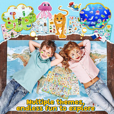 Animal Stickers for Kids, 1800 Paper Stickers, 16 Themes