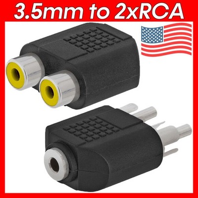 RCA to 3.5mm Adapter Audio 3.5mm to 2 RCA Converter Mono / Stereo M/F Splitter