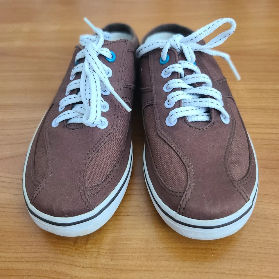 Cojín de lona marrón Keds para mujer cómodo plantilla extraíble zuecos deslizables mulas talla 6 Foto 3 de 4