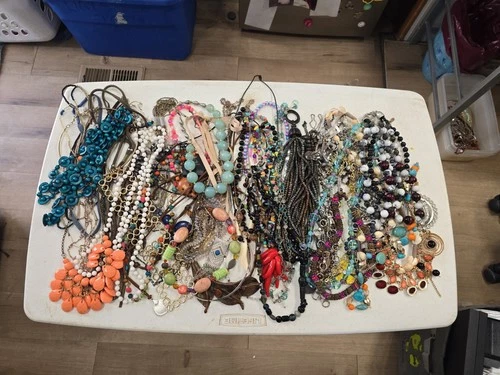 Huge 5 Lb Necklace Bulk Costume Jewelry Lot Vintage Modern All Wearable
