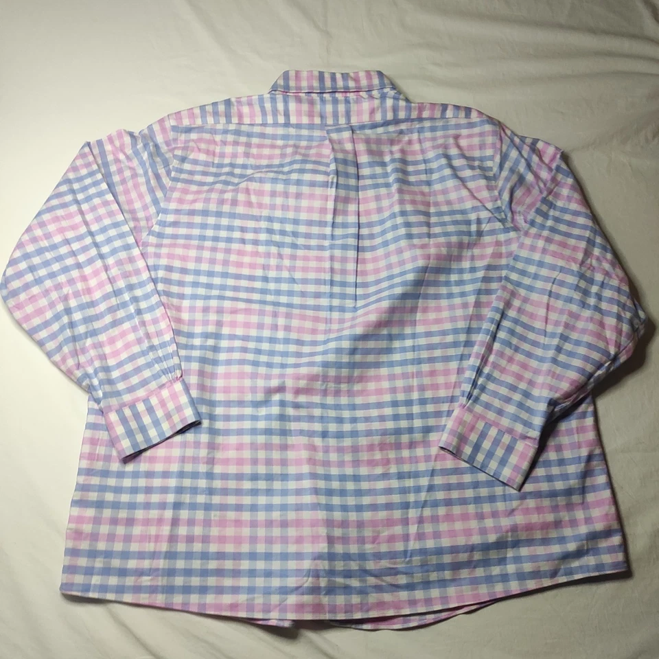 Brooks Brothers 1818 Regent Shirt XXL Pink Blue Check Button Up Long Sleeve - Image 2 of 4