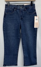 NYDJ Curves 360 Caliente Slim Straight Capri Jeans Size 2 Side Slits Stretch NWT