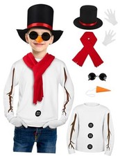 8 Pack Snowman Costume kids Winter Frosty Costume Set with Hat 11-12 Years