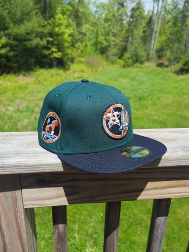 NEW ERA HOUSTON ASTROS APOLLO 11 GREEN NAVY 59FIFTY FITTED HAT 7 1/2 - Picture 2 of 9