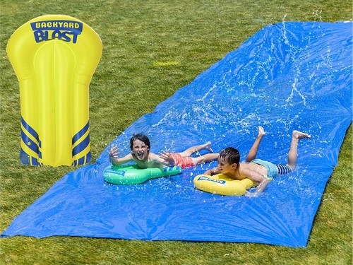 BACKYARD BLAST BB-230 6X30FT OUTDOOR LARGE SLIP AND SLIDE WITH INFLATABLE RIDER