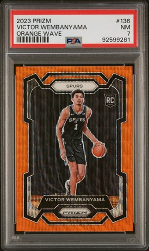 2023 PANINI PRIZM ORANGE WAVE #136 VICTOR WEMBANYAMA ROOKIE RC 42/60 PSA 7