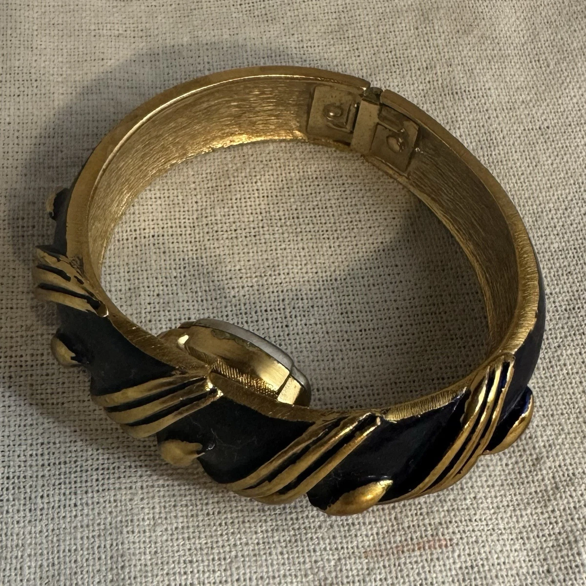 Vintage Rare Endura Wrist Watch Rose Hinged Bangle Bracelet FM. CO Floral Hinged Bangle Bracelet – hipV Modern Vintage  main image 3