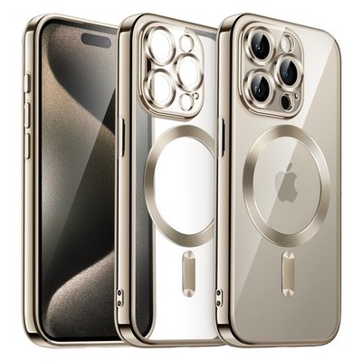 JETech Clear MagSafe Case iPhone 15 Pro, Stoßfest, Titan