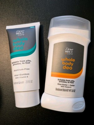 {BUNDLE-SET of 2} Dove Men+Care Whole Body Deo Stick and Cream, Aluminum-Free!