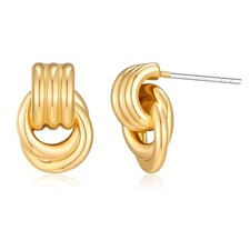 Knot Stud Earrings for Women Trendy Small Chunky Statement Studs Fashion Gold