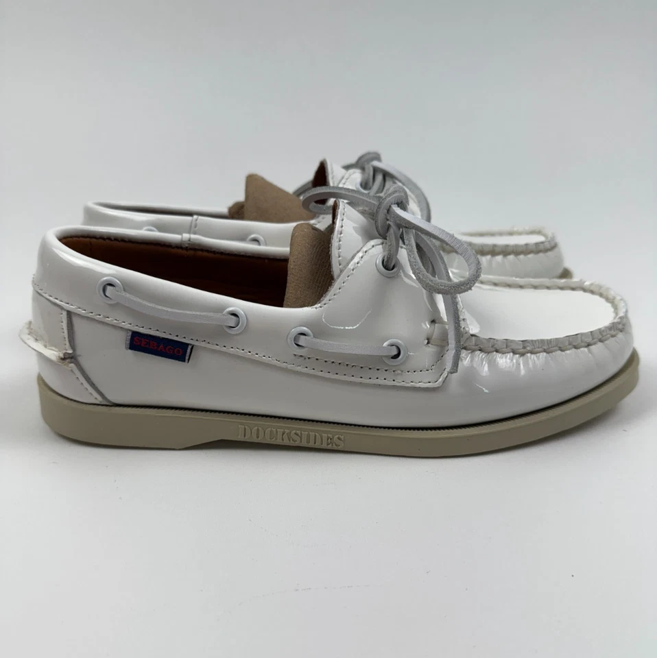 Zapatos de charol Sebago para mujer con muelles Portland blancos talla 7,5R nuevos con etiquetas Foto 3 de 4