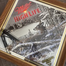 Miller High Life Beer Diamond Wildlife Series Mirror Sign-Deer-“Opening Day”