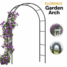 Metal Garden Arch Heavy Duty Strong Tubular Rose Climbing Plants Archway 2.4m