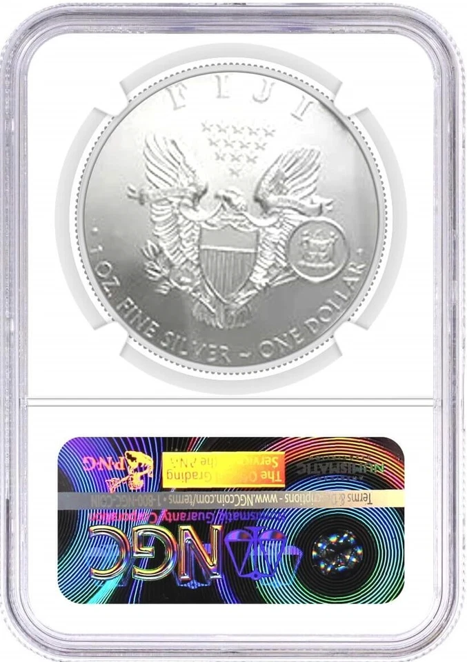 2023 Fiji 1 oz Type 1 Silver Eagle NGC MS70 Early Releases Mercanti Signature - Image 2 of 2
