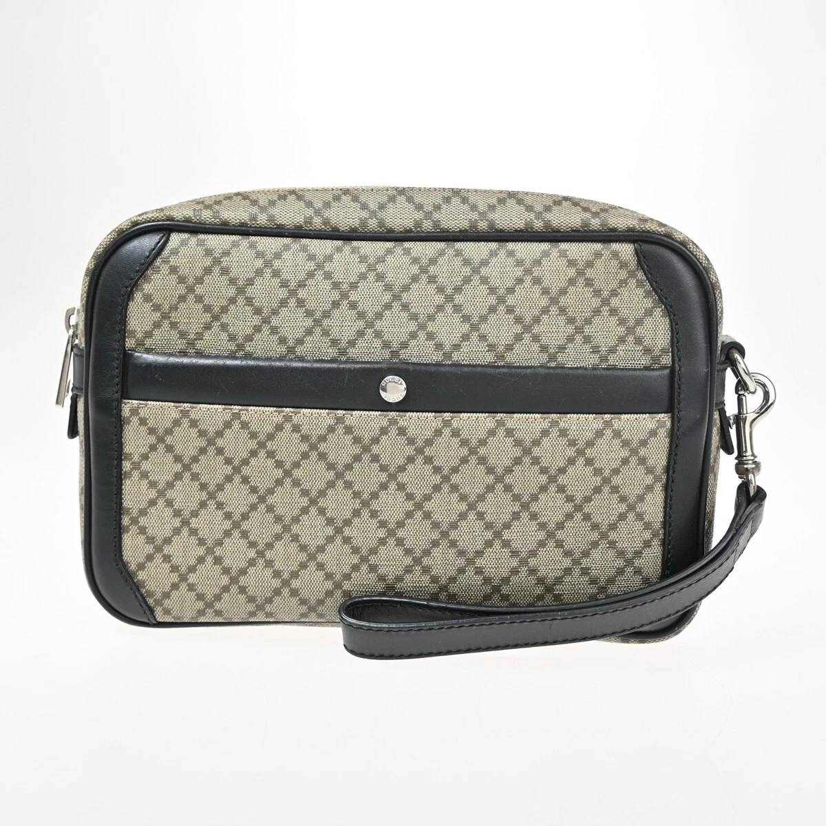 Sac pochette logo GUCCI diamant cuir suprême marron noir fabriqué en Italie 69KA159