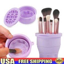 Makeup Brush Cleaner Mat Portable Silicone Organizer W/ Brush Holder 2 in 1 Tool