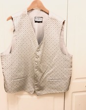 LEQUEST Men Silver Grey Cotton Blend Waistcoat Size 3XL Chest 46  