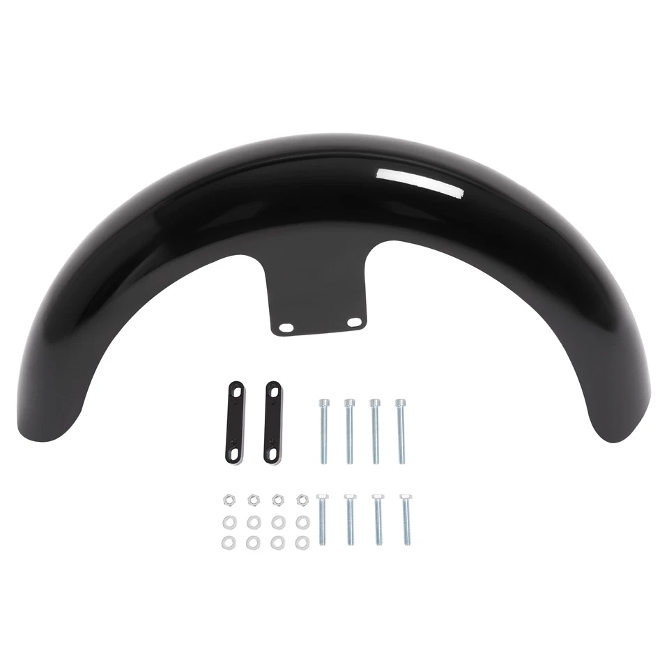 Steel 19" Wrap Front Fender Black For Harley Touring Street Road Glide - Image 3 of 4