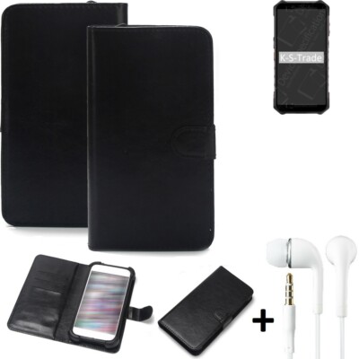 Schutz Hülle für Ulefone Armor X9 Pro + earphones Wallet Case + Bumper schwarz