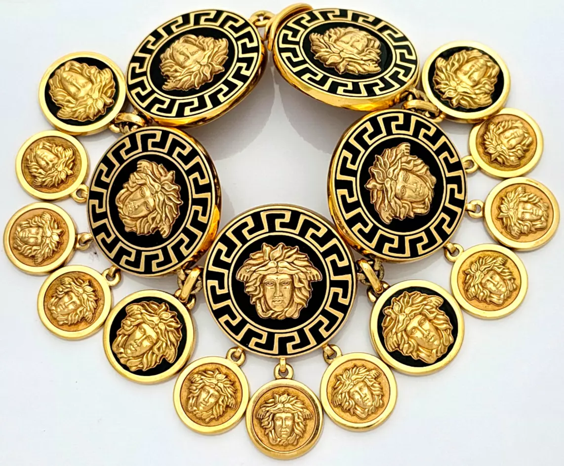 GIANNI VERSACE 18K Gold Medusa Coin Charm Bracelet #002 Limited Edition  120grams