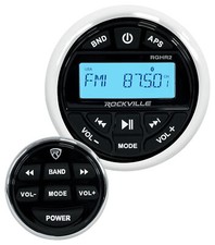Rockville Marine-Grade Bluetooth Gauge Receiver Radio w/USB Remote For Golf Cart