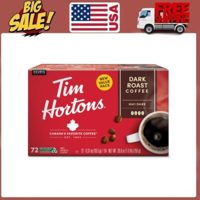 Tim Hortons Dark Roast K-Cup Coffee Pods for Keurig Brewers