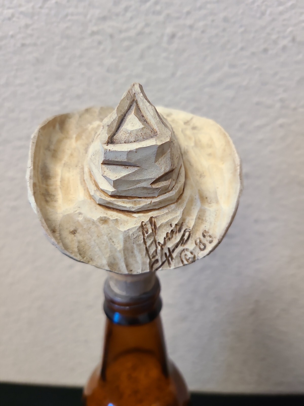 1988 Chris Hammack Cork Wine Stopper + Bottle, Carved Cowboy Loop Leg Luther eBay