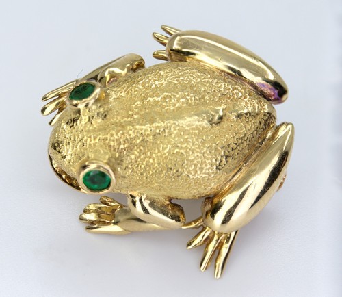 Spilla rana Tiffany & Co., smeraldo, oro giallo 18 carati - Foto 12 di 12
