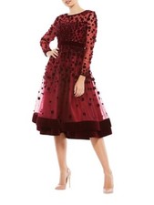 Mac DuggalFloral Appliqué Tea Dress. Size 0