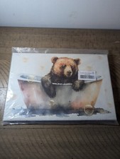 Bear in Bathtub Art Print Wall Hanging Animal Canvas Picture Photo Animal Decor